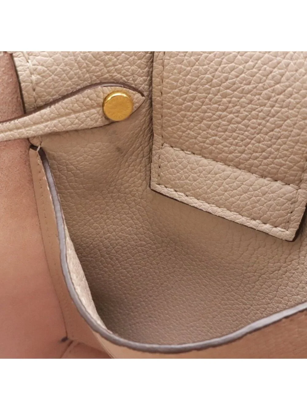 Louis Vuitton Nano Lockme Bucket Mini Shoulder Bag Drawstring Leather Beige Gold
